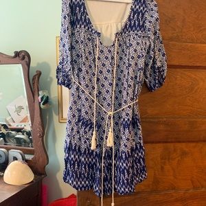 Blue and white mini dress